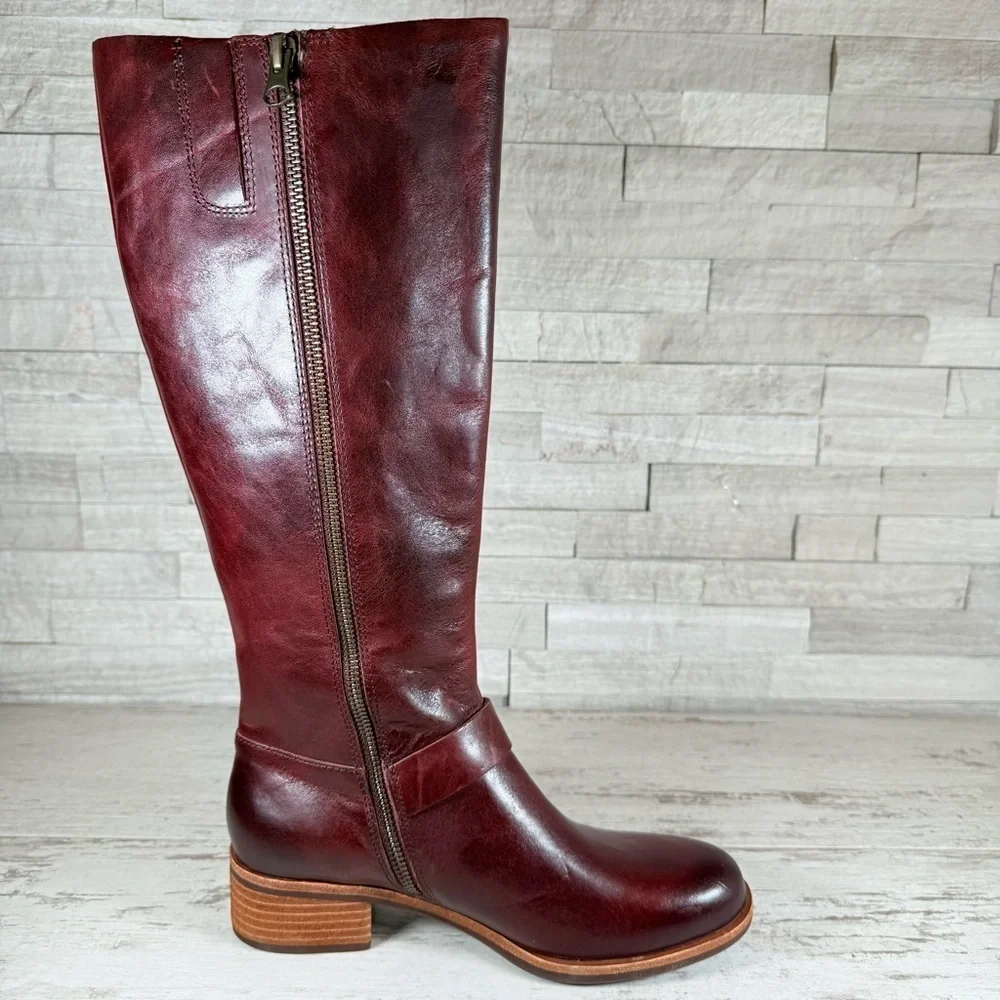 Kork-Ease Women's Carli Knee High Burnished Leather Riding Boot 6.5M Burgundy